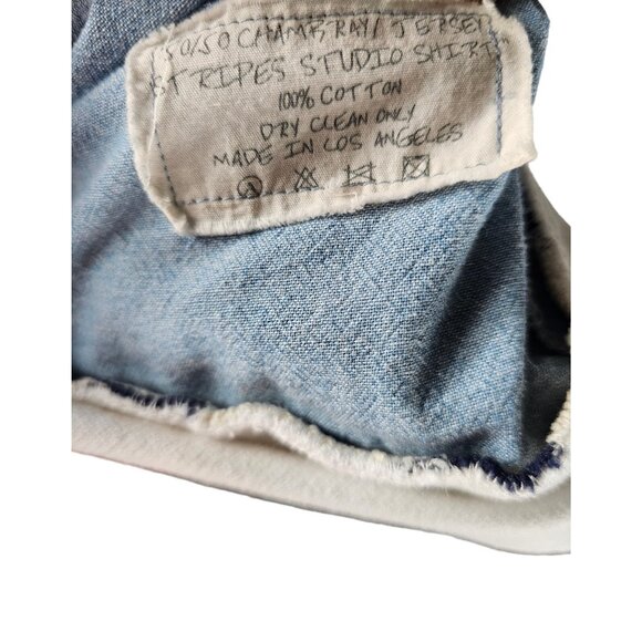 Greg Lauren 50/50 Chambray Jersey Size 1 Stripes Studio Shirt - Picture 4 of 4